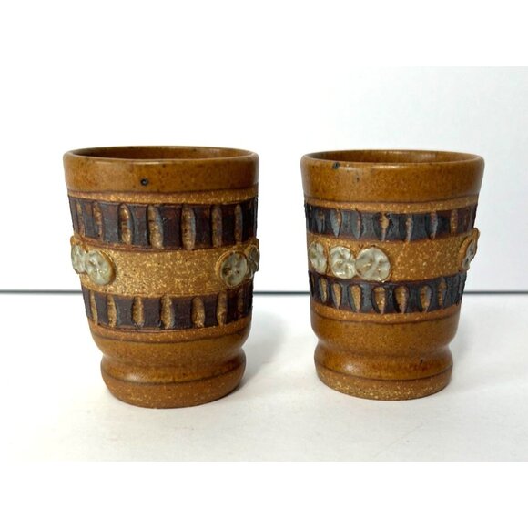 Set of 2 Ed Schrock Down to Earth Juice Glasses Clay Stoneware Pottery - Picture 4 of 8